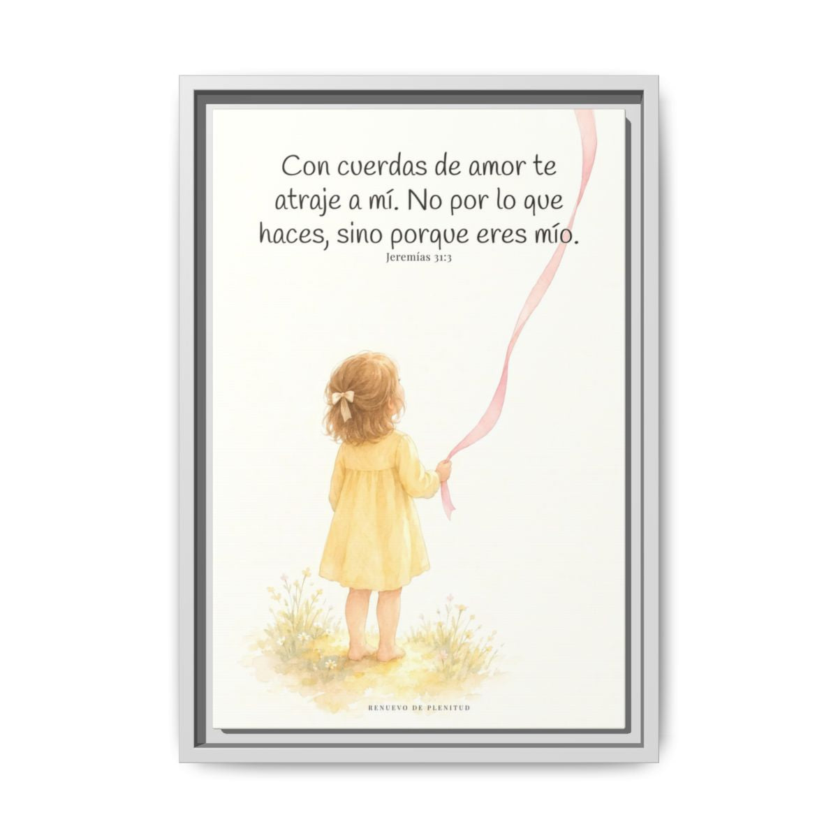 Con cuerdas de amor te atraje a mí — Lienzo Cristiano Enmarcado | Jeremías 31:3 — 12×18 pulgadas, marco blanco, vista frontal