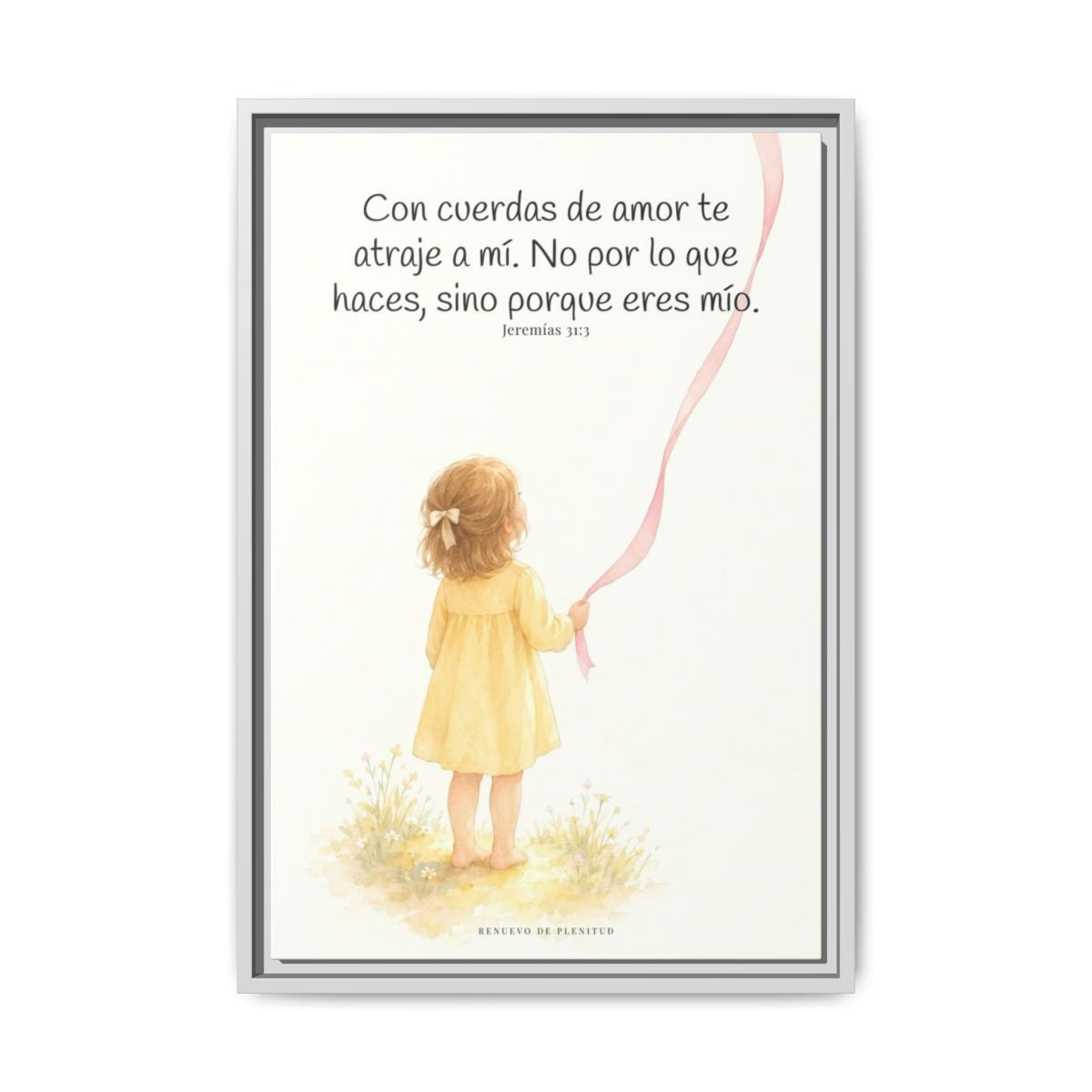 Con cuerdas de amor te atraje a mí — Lienzo Cristiano Enmarcado | Jeremías 31:3 — 16×24 pulgadas, marco blanco, vista frontal