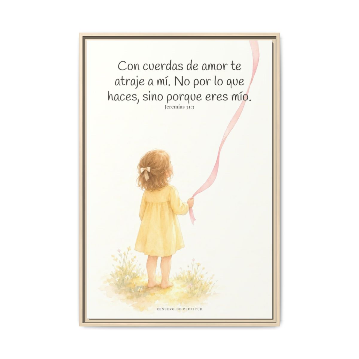 Con cuerdas de amor te atraje a mí — Lienzo Cristiano Enmarcado | Jeremías 31:3 — 24×36 pulgadas, marco natural, vista frontal
