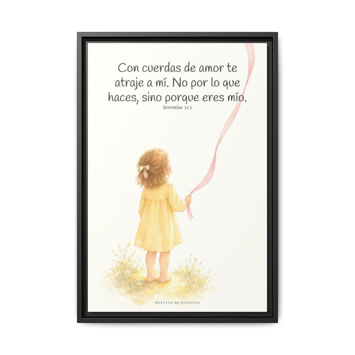 Con cuerdas de amor te atraje a mí — Lienzo Cristiano Enmarcado | Jeremías 31:3 — 16×24 pulgadas, marco negro, vista frontal