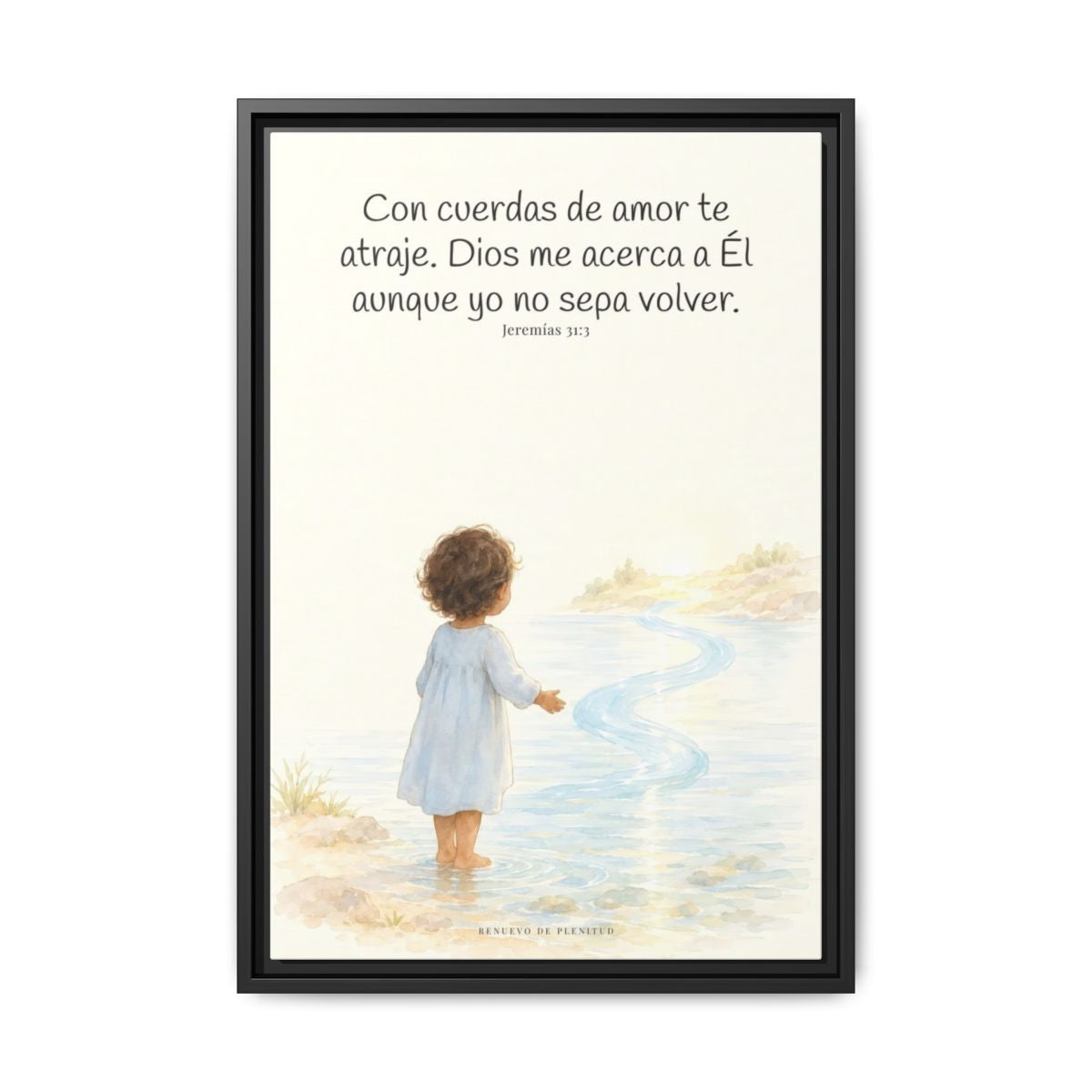 Con cuerdas de amor te atraje — Lienzo Cristiano Enmarcado | Jeremías 31:3 — 16×24 pulgadas, marco negro, vista frontal
