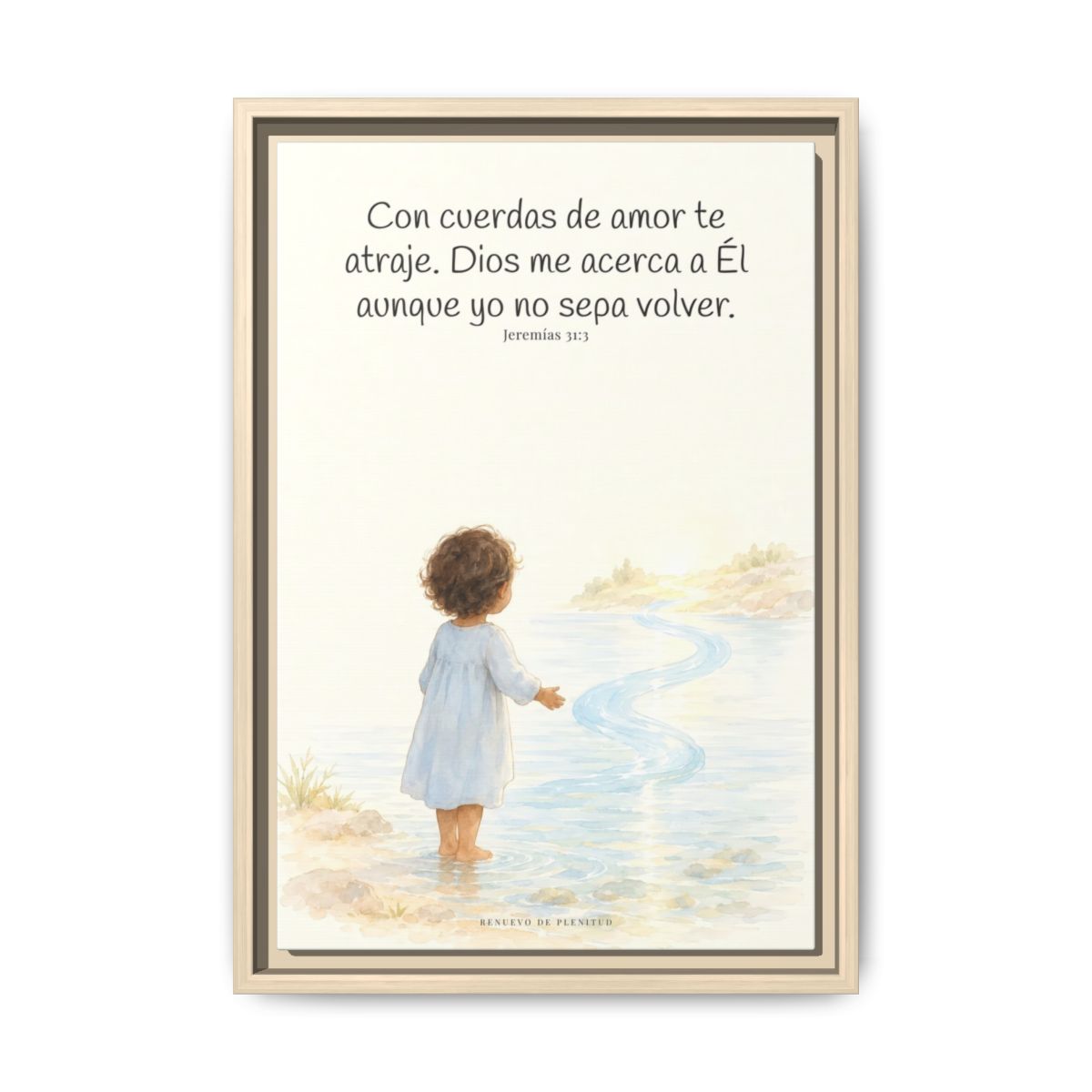 Con cuerdas de amor te atraje — Lienzo Cristiano Enmarcado | Jeremías 31:3 — 12×18 pulgadas, marco natural, vista frontal