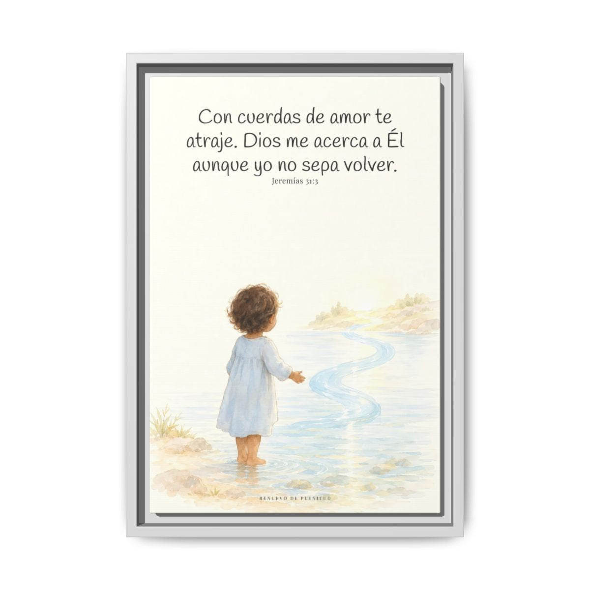 Con cuerdas de amor te atraje — Lienzo Cristiano Enmarcado | Jeremías 31:3 — 12×18 pulgadas, marco blanco, vista frontal