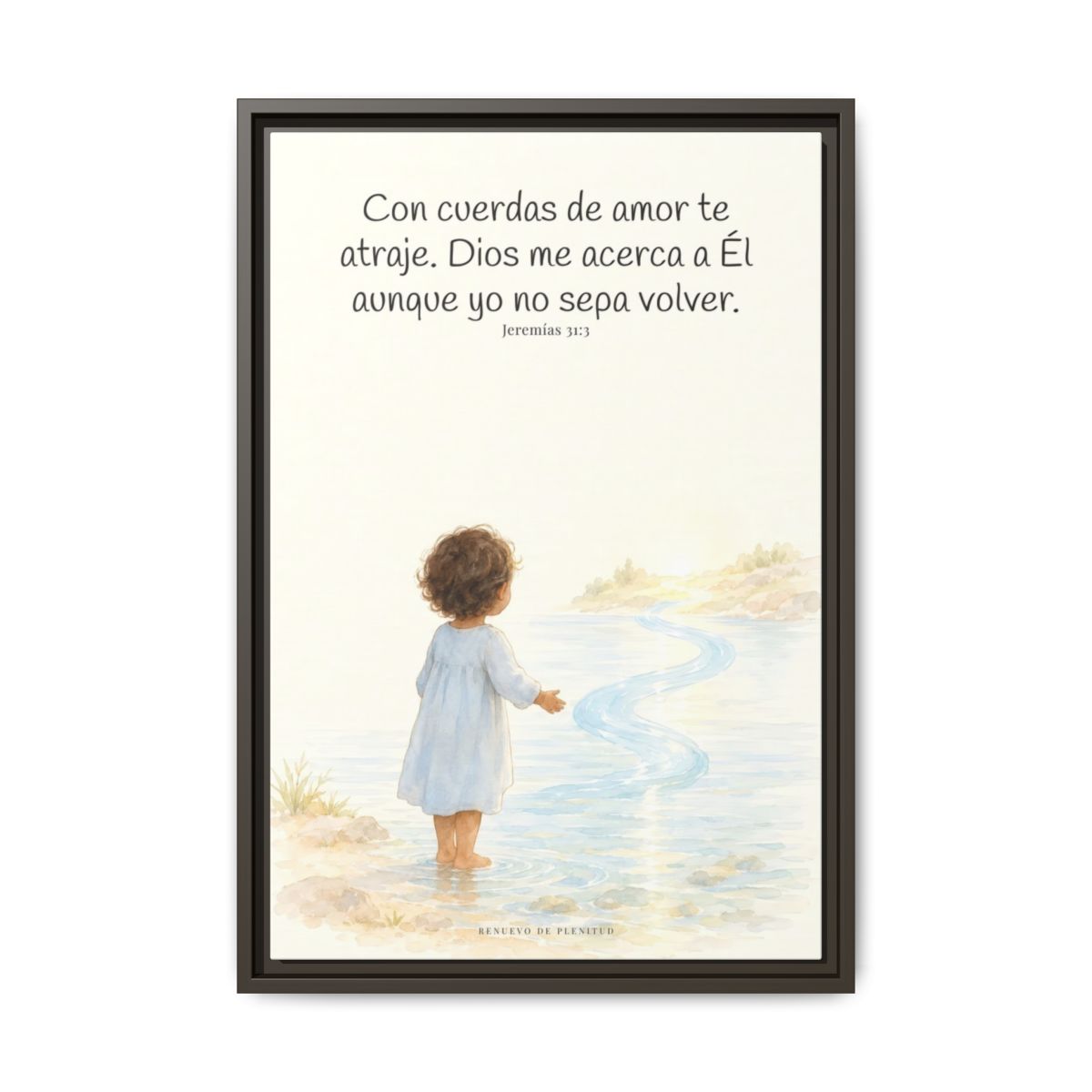 Con cuerdas de amor te atraje — Lienzo Cristiano Enmarcado | Jeremías 31:3 — 16×24 pulgadas, marco espresso, vista frontal