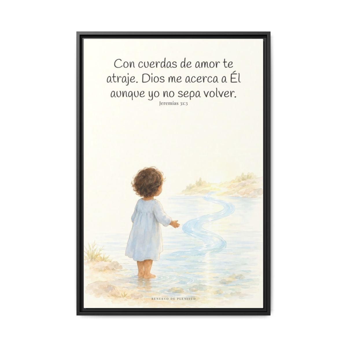 Con cuerdas de amor te atraje — Lienzo Cristiano Enmarcado | Jeremías 31:3 — 24×36 pulgadas, marco negro, vista frontal