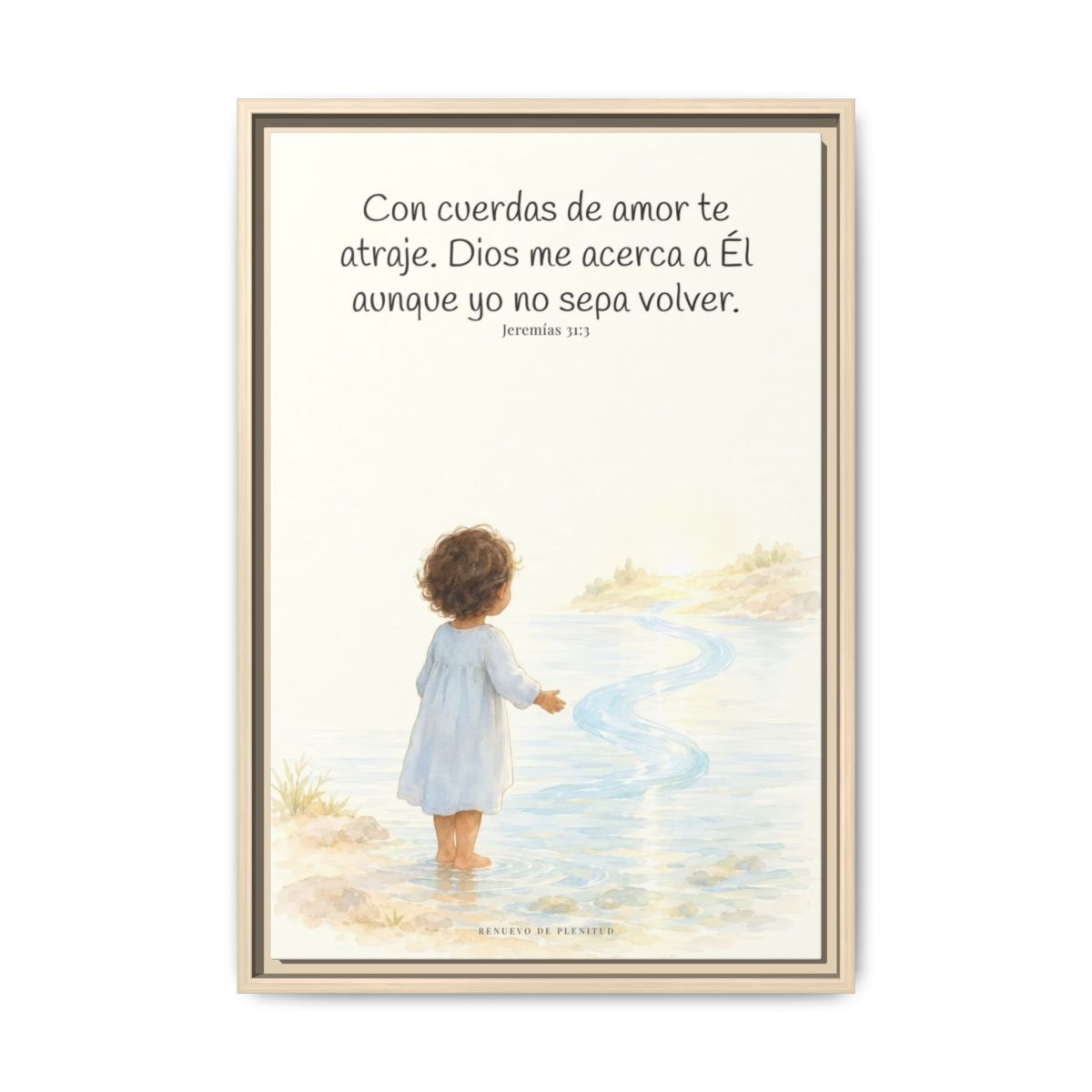 Con cuerdas de amor te atraje — Lienzo Cristiano Enmarcado | Jeremías 31:3 — 16×24 pulgadas, marco natural, vista frontal