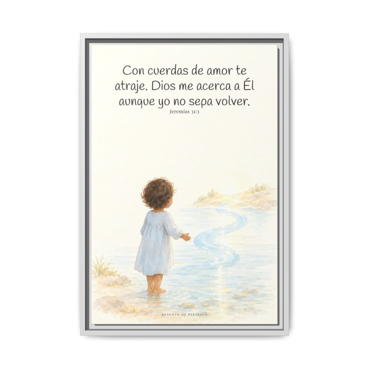 Con cuerdas de amor te atraje — Lienzo Cristiano Enmarcado | Jeremías 31:3 — 16×24 pulgadas, marco blanco, vista frontal