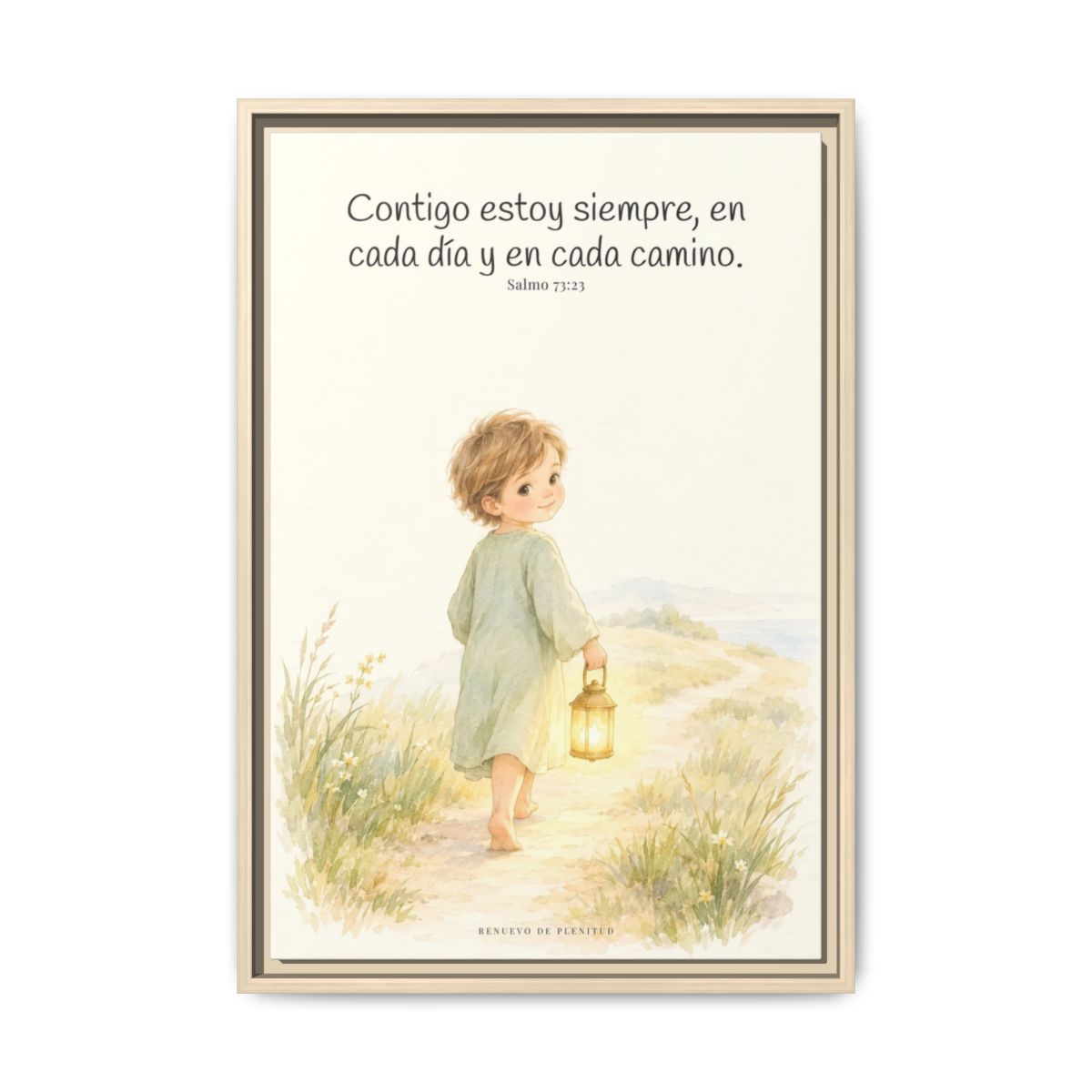 Contigo estoy siempre — Lienzo Cristiano Enmarcado | Salmo 73:23 — 16×24 pulgadas, marco natural, vista frontal