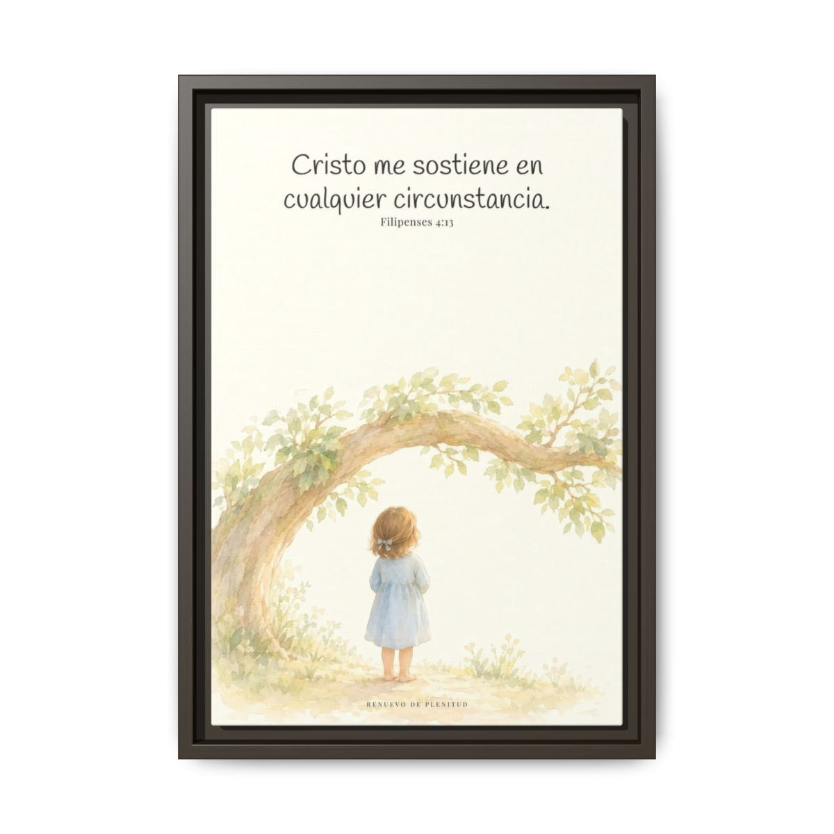 Cristo me sostiene en cualquier circunstancia — Lienzo Cristiano Enmarcado | Filipenses 4:13 — 12×18 pulgadas, marco espresso, vista frontal