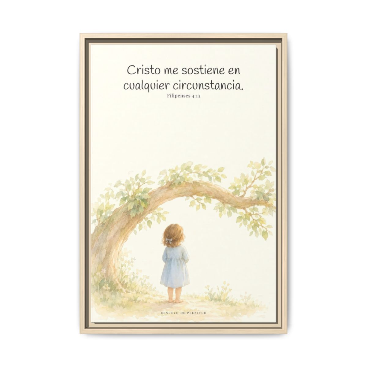 Cristo me sostiene en cualquier circunstancia — Lienzo Cristiano Enmarcado | Filipenses 4:13 — 16×24 pulgadas, marco natural, vista frontal