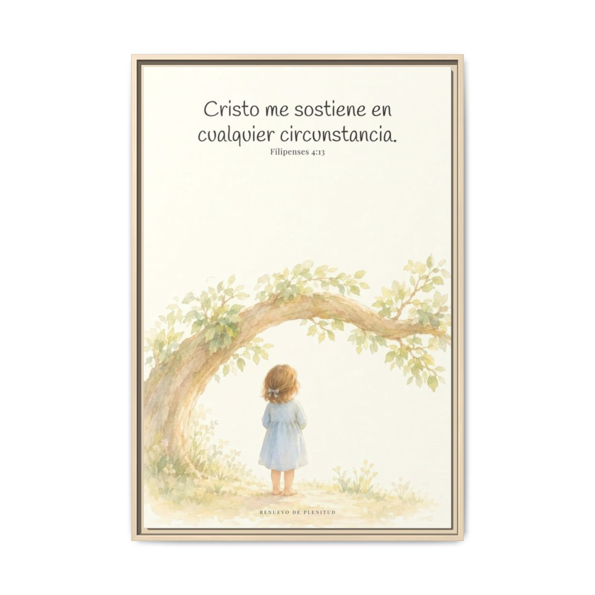 Cristo me sostiene en cualquier circunstancia — Lienzo Cristiano Enmarcado | Filipenses 4:13 — 24×36 pulgadas, marco natural, vista frontal