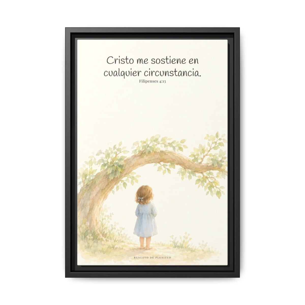 Cristo me sostiene en cualquier circunstancia — Lienzo Cristiano Enmarcado | Filipenses 4:13 — 12×18 pulgadas, marco negro, vista frontal