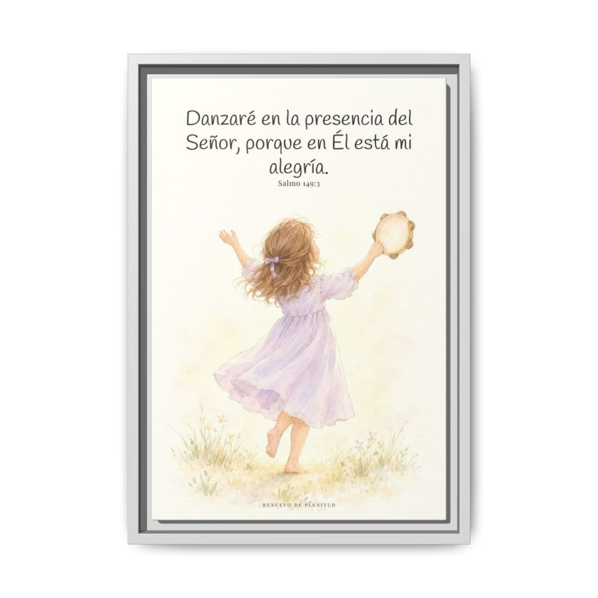 Danzaré en la presencia del Señor — Lienzo Cristiano Enmarcado | Salmo 149:3 — 12×18 pulgadas, marco blanco, vista frontal