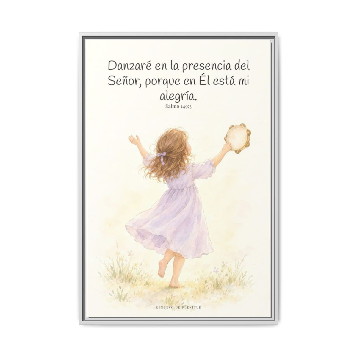 Danzaré en la presencia del Señor — Lienzo Cristiano Enmarcado | Salmo 149:3 — 24×36 pulgadas, marco blanco, vista frontal