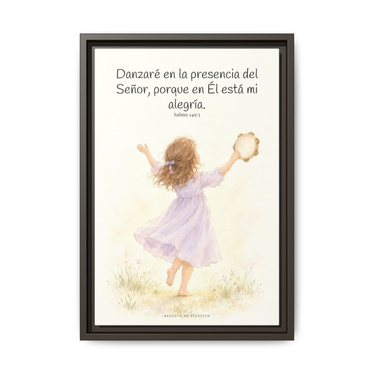 Danzaré en la presencia del Señor — Lienzo Cristiano Enmarcado | Salmo 149:3 — 12×18 pulgadas, marco espresso, vista frontal