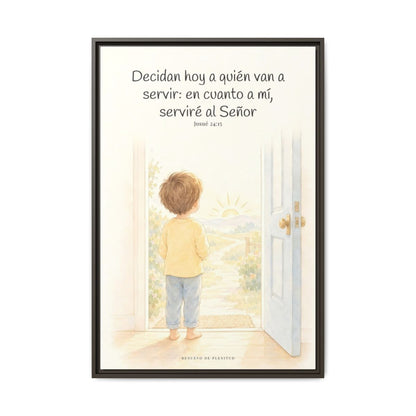 Decidan hoy a quién van a servir — Lienzo Cristiano Enmarcado | Josué 24:15 — 24×36 pulgadas, marco espresso, vista frontal