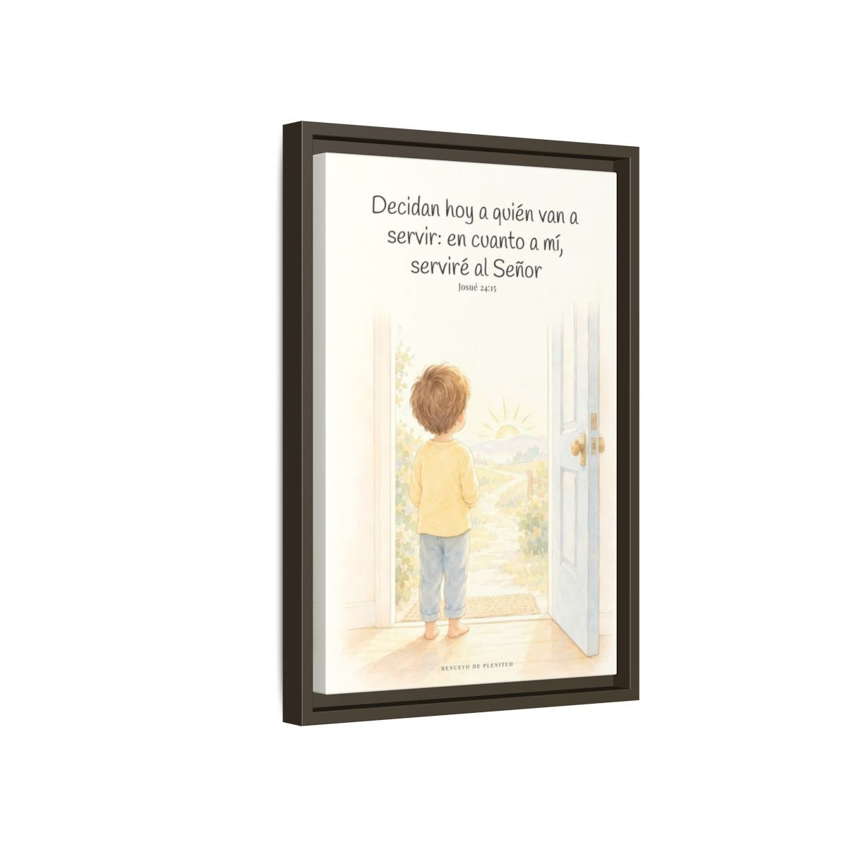 Decidan hoy a quién van a servir — Lienzo Cristiano Enmarcado | Josué 24:15 — 12×18 pulgadas, marco espresso, vista lateral del marco flotante