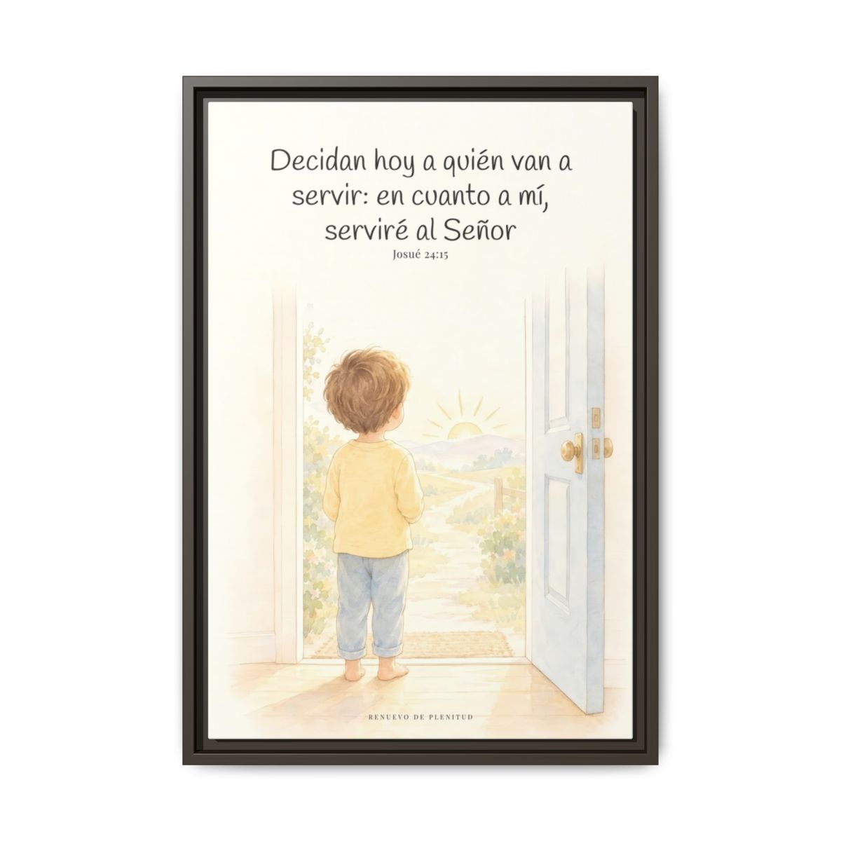 Decidan hoy a quién van a servir — Lienzo Cristiano Enmarcado | Josué 24:15 — 16×24 pulgadas, marco espresso, vista frontal