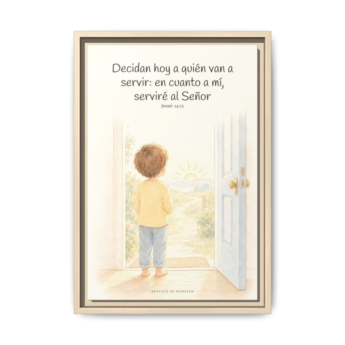 Decidan hoy a quién van a servir — Lienzo Cristiano Enmarcado | Josué 24:15 — 12×18 pulgadas, marco natural, vista frontal