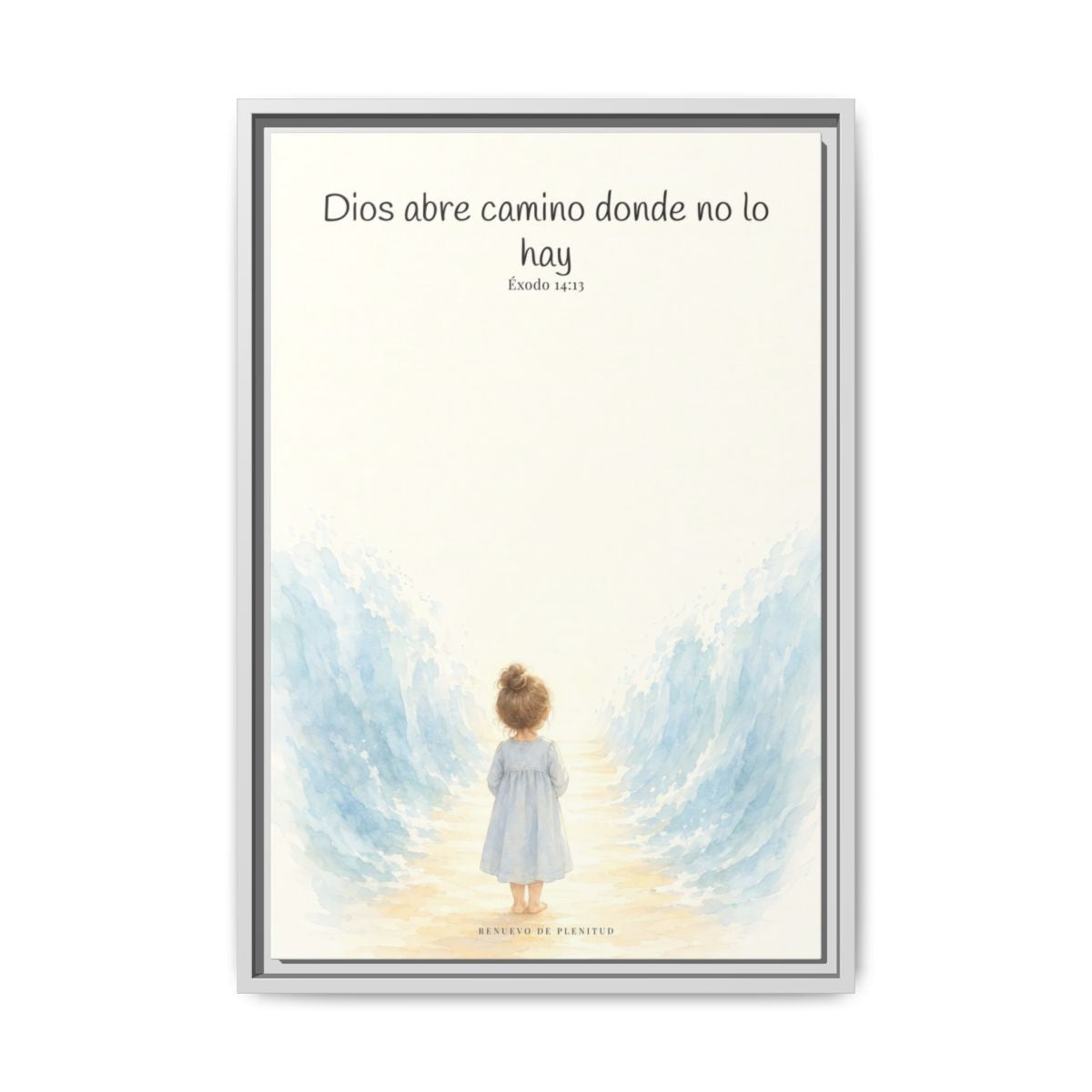 Dios abre camino donde no lo hay — Lienzo Cristiano Enmarcado | Éxodo 14:13 — 16×24 pulgadas, marco blanco, vista frontal