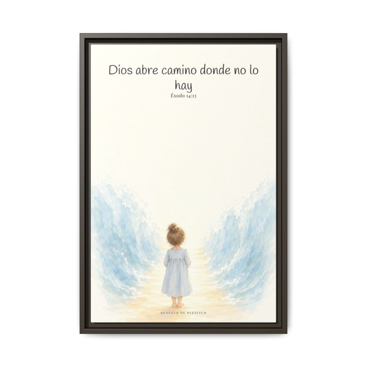 Dios abre camino donde no lo hay — Lienzo Cristiano Enmarcado | Éxodo 14:13 — 16×24 pulgadas, marco espresso, vista frontal