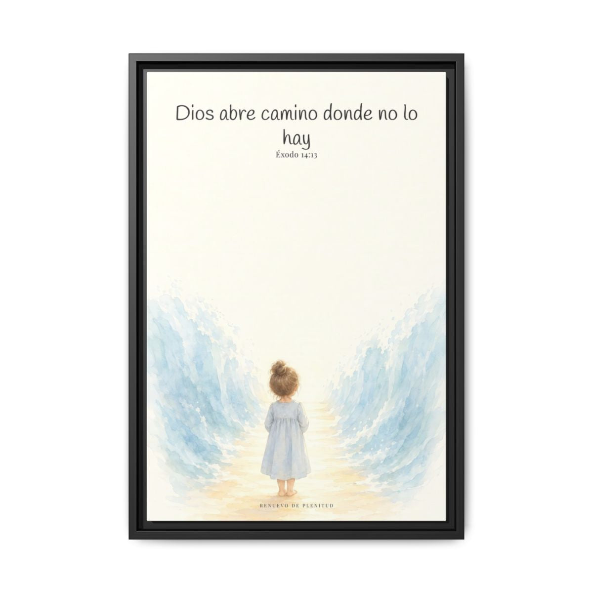 Dios abre camino donde no lo hay — Lienzo Cristiano Enmarcado | Éxodo 14:13 — 16×24 pulgadas, marco negro, vista frontal