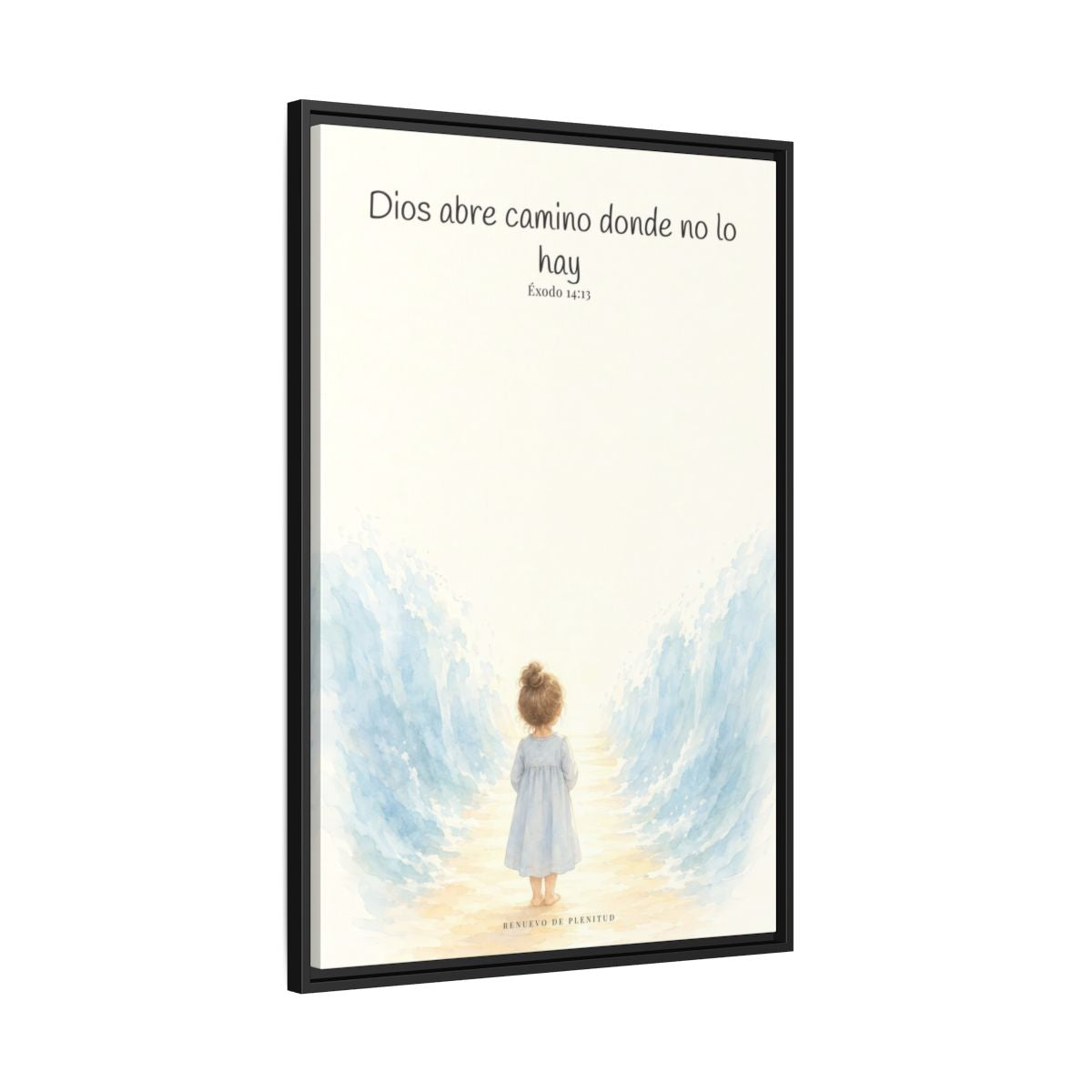 Dios abre camino donde no lo hay — Lienzo Cristiano Enmarcado | Éxodo 14:13 — 24×36 pulgadas, marco negro, vista lateral del marco flotante