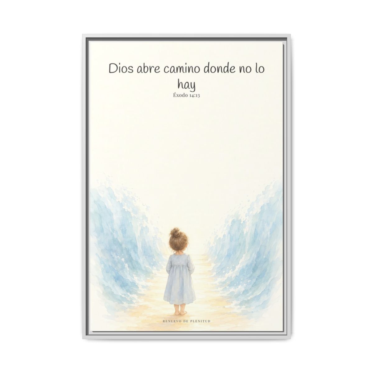 Dios abre camino donde no lo hay — Lienzo Cristiano Enmarcado | Éxodo 14:13 — 24×36 pulgadas, marco blanco, vista frontal