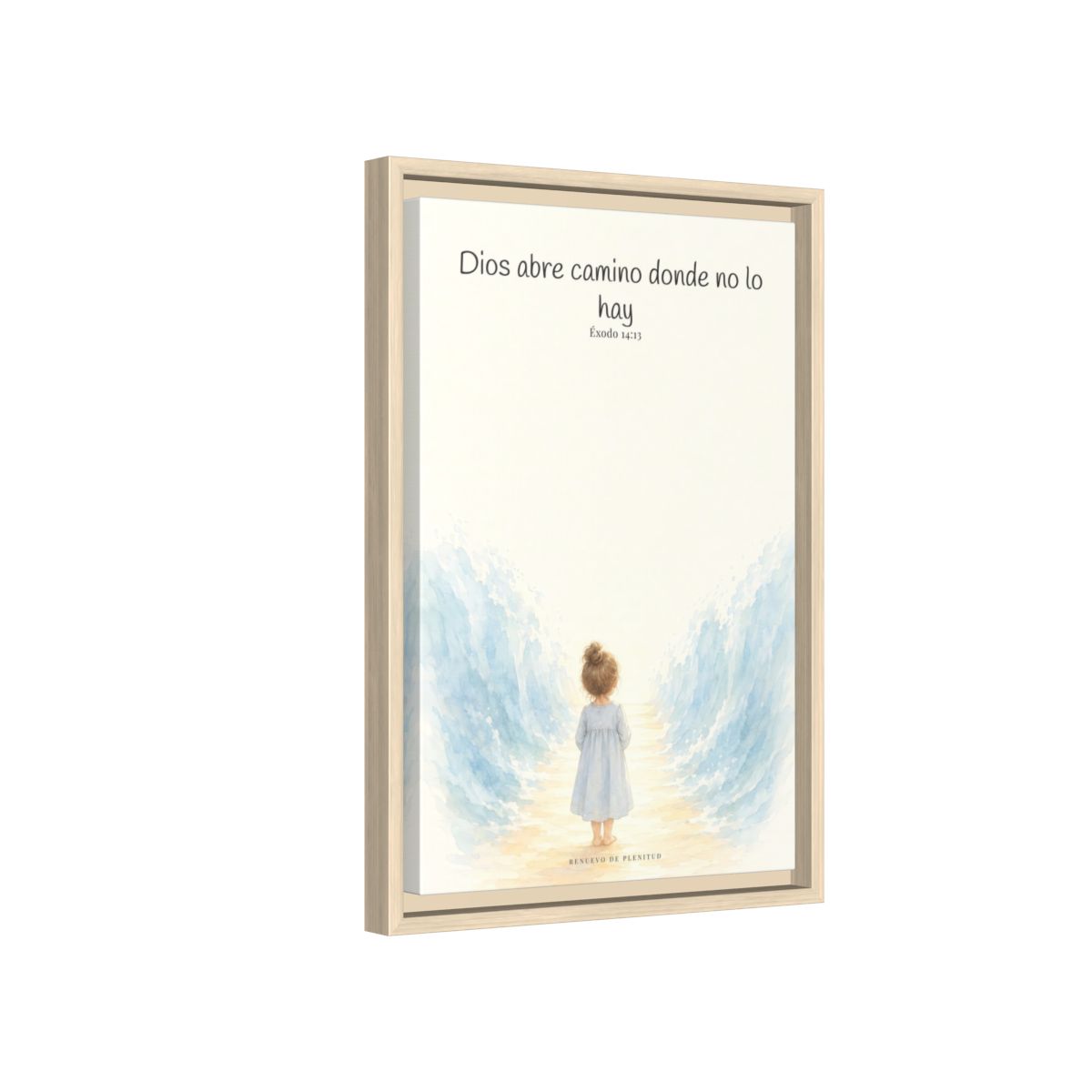 Dios abre camino donde no lo hay — Lienzo Cristiano Enmarcado | Éxodo 14:13 — 12×18 pulgadas, marco natural, vista lateral del marco flotante