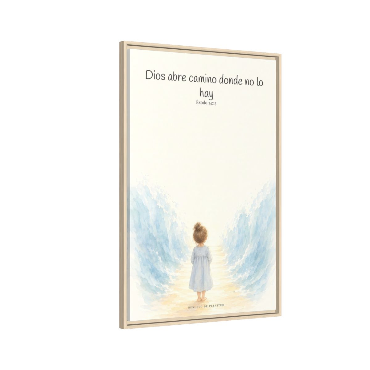 Dios abre camino donde no lo hay — Lienzo Cristiano Enmarcado | Éxodo 14:13 — 24×36 pulgadas, marco natural, vista lateral del marco flotante
