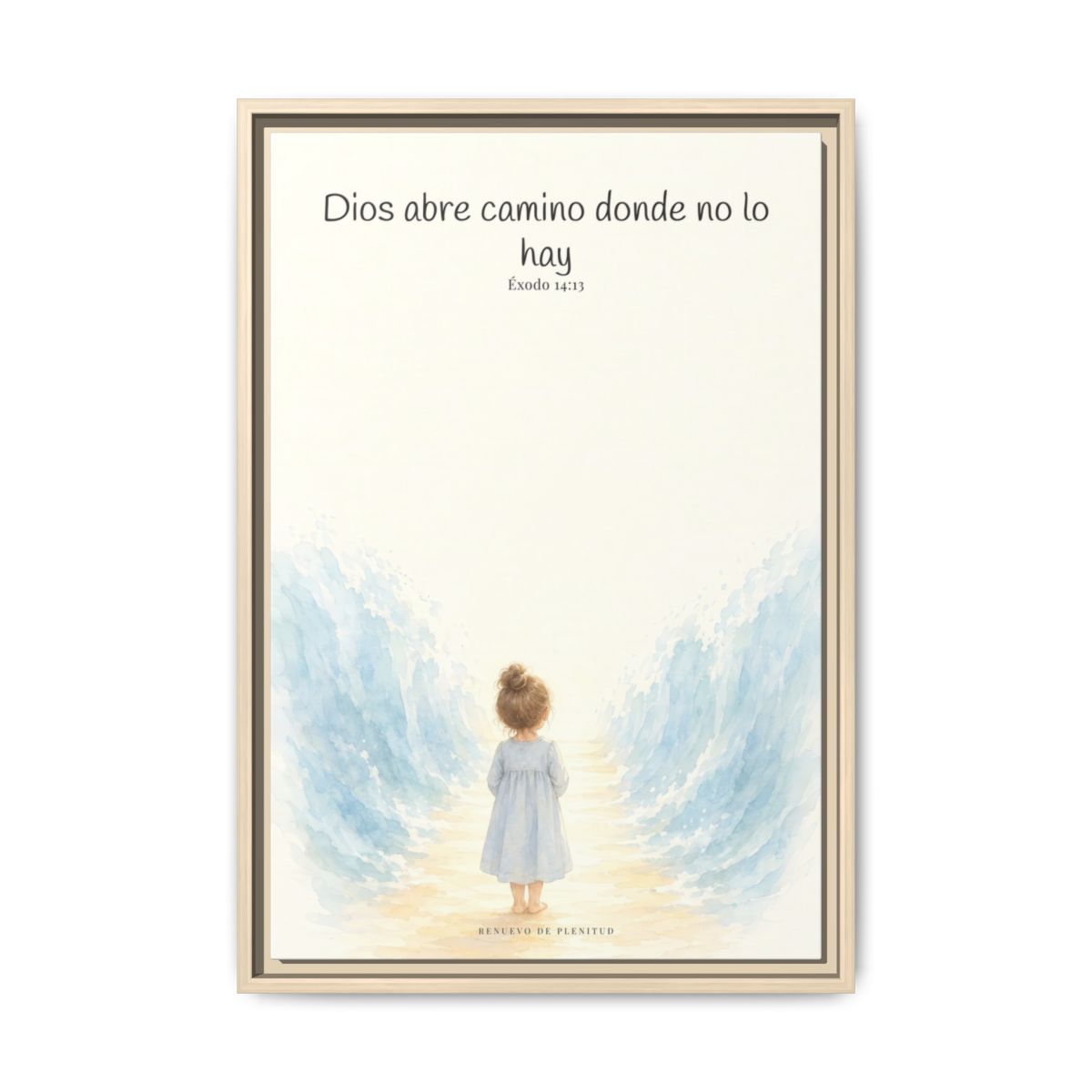 Dios abre camino donde no lo hay — Lienzo Cristiano Enmarcado | Éxodo 14:13 — 16×24 pulgadas, marco natural, vista frontal
