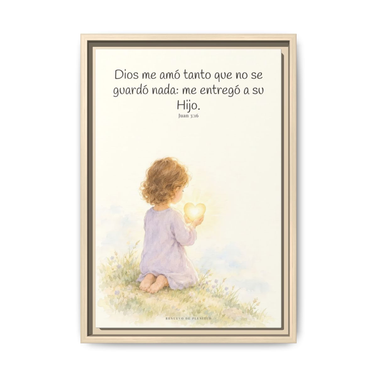 Dios amó tanto al mundo que entregó a su Hijo — Lienzo Cristiano Enmarcado | Juan 3:16 — 12×18 pulgadas, marco natural, vista frontal