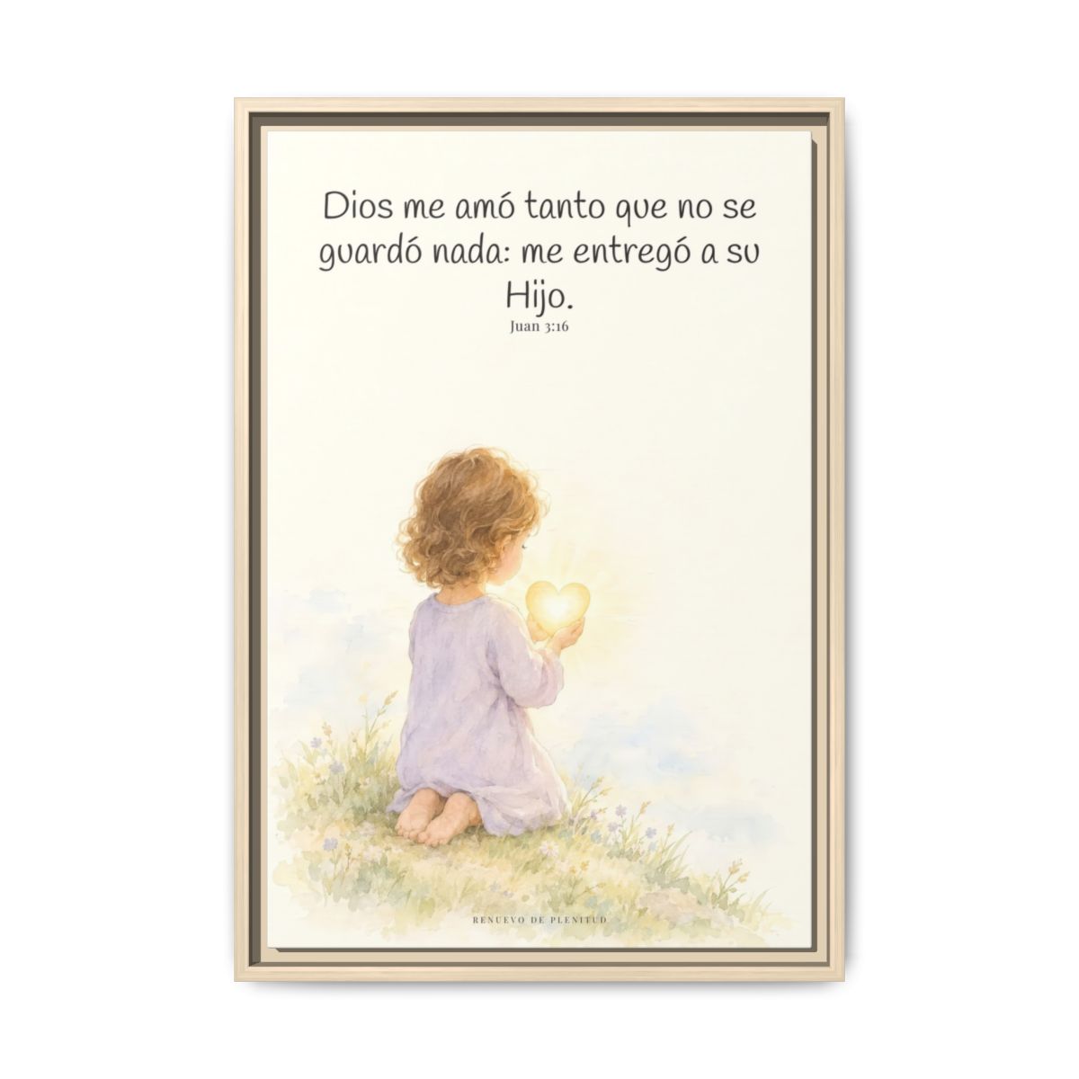 Dios amó tanto al mundo que entregó a su Hijo — Lienzo Cristiano Enmarcado | Juan 3:16 — 16×24 pulgadas, marco natural, vista frontal