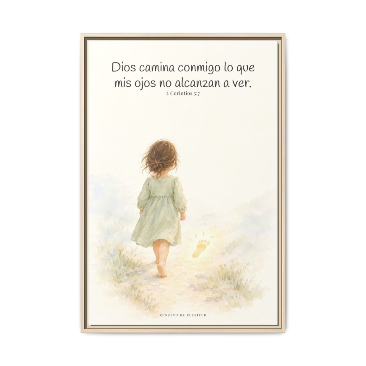 Dios camina conmigo lo que no puedo ver | Lienzo bíblico para el hogar | 2 Corintios 5:7 — 24×36 pulgadas, marco natural, vista frontal