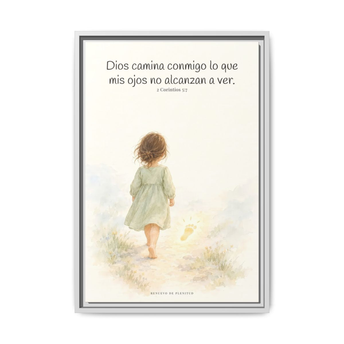 Dios camina conmigo lo que no puedo ver | Lienzo bíblico para el hogar | 2 Corintios 5:7 — 16×24 pulgadas, marco blanco, vista frontal
