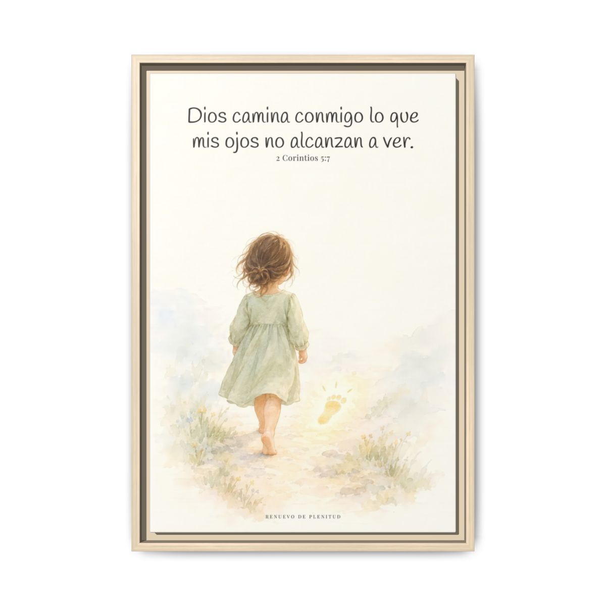 Dios camina conmigo lo que no puedo ver | Lienzo bíblico para el hogar | 2 Corintios 5:7 — 16×24 pulgadas, marco natural, vista frontal