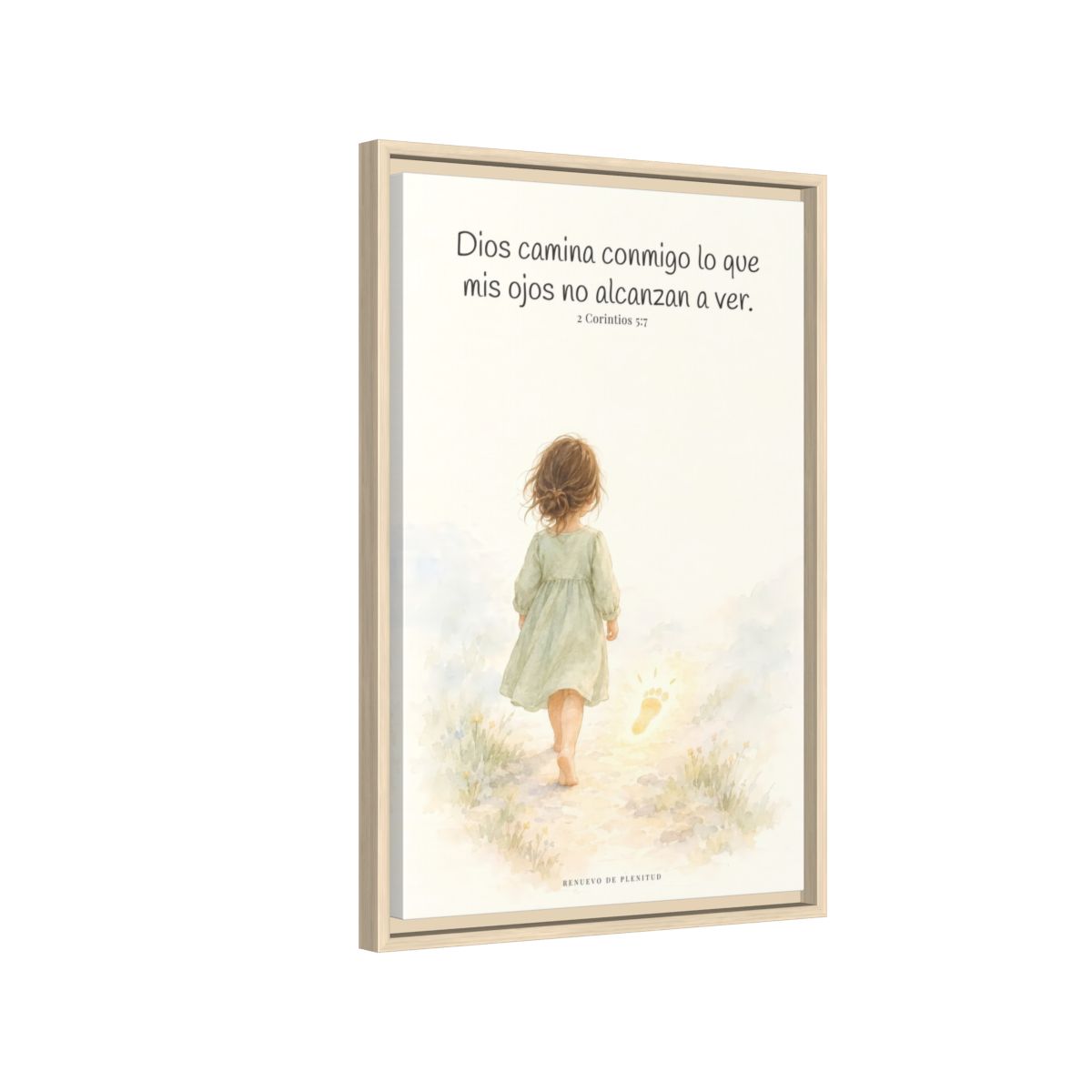 Dios camina conmigo lo que no puedo ver | Lienzo bíblico para el hogar | 2 Corintios 5:7 — 16×24 pulgadas, marco natural, vista lateral del marco flotante