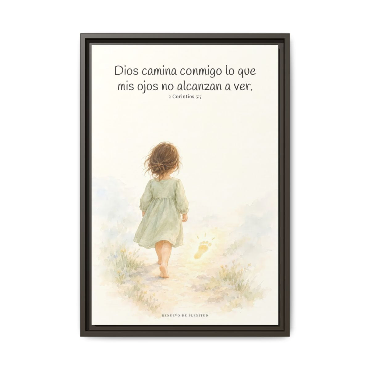 Dios camina conmigo lo que no puedo ver | Lienzo bíblico para el hogar | 2 Corintios 5:7 — 16×24 pulgadas, marco espresso, vista frontal