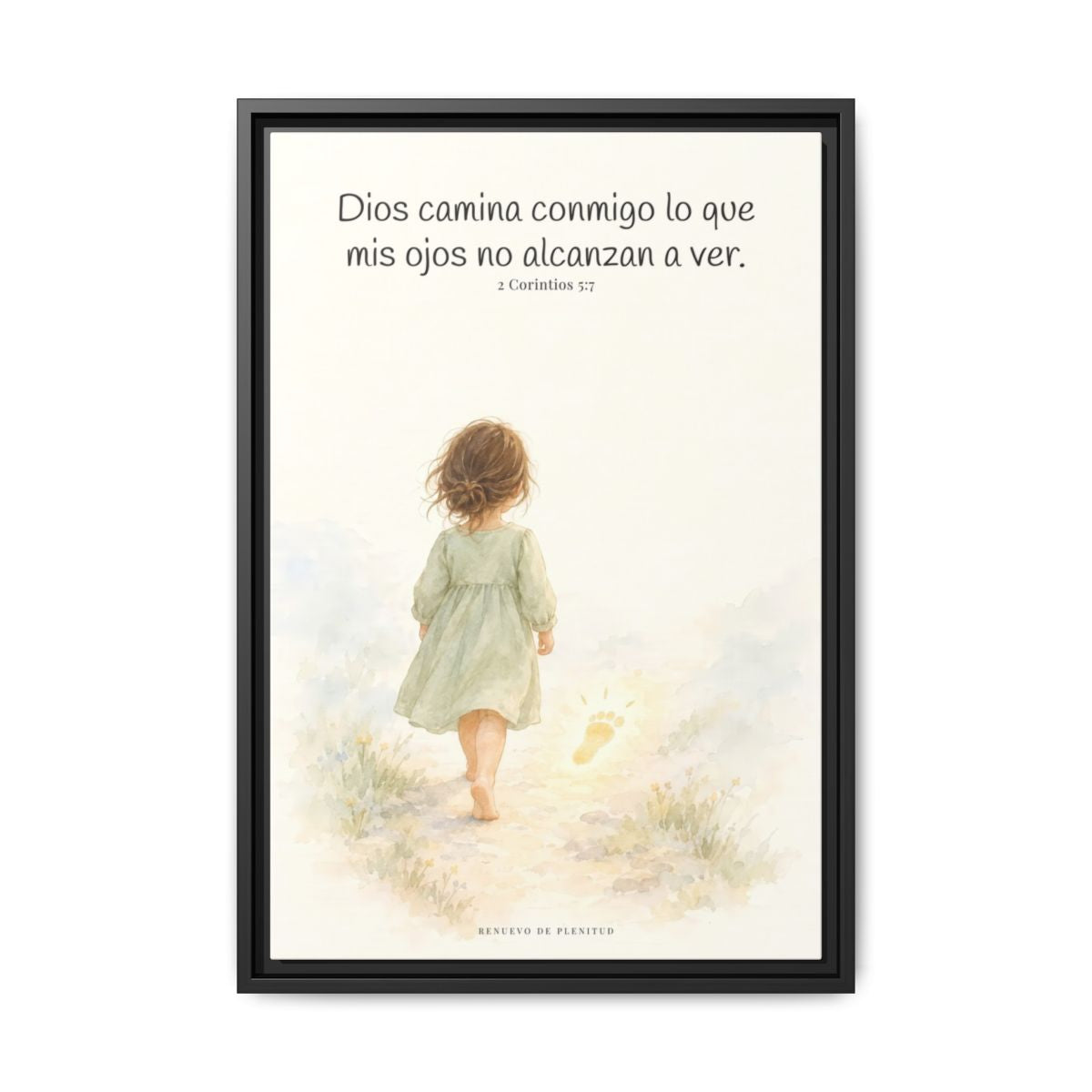 Dios camina conmigo lo que no puedo ver | Lienzo bíblico para el hogar | 2 Corintios 5:7 — 16×24 pulgadas, marco negro, vista frontal