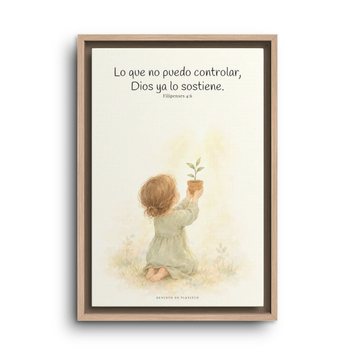 Dios cuida lo que yo no puedo controlar | Decoración de fe para pared | Filipenses 4:6 — 12×18 pulgadas, marco natural, vista frontal