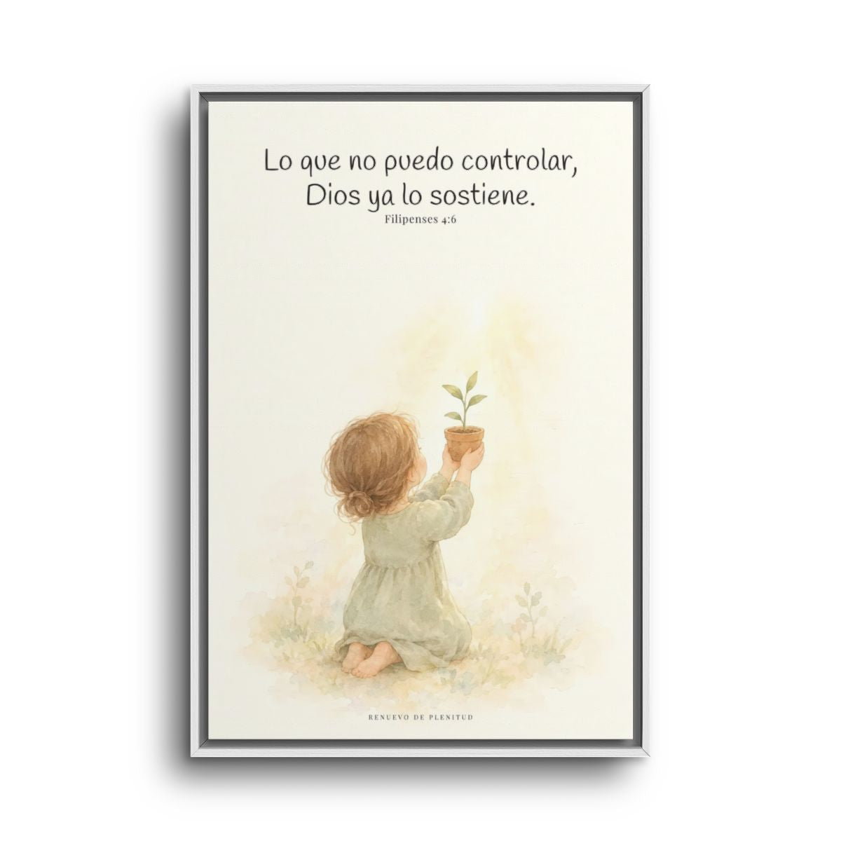 Dios cuida lo que yo no puedo controlar | Decoración de fe para pared | Filipenses 4:6 — 24×36 pulgadas, marco blanco, vista frontal