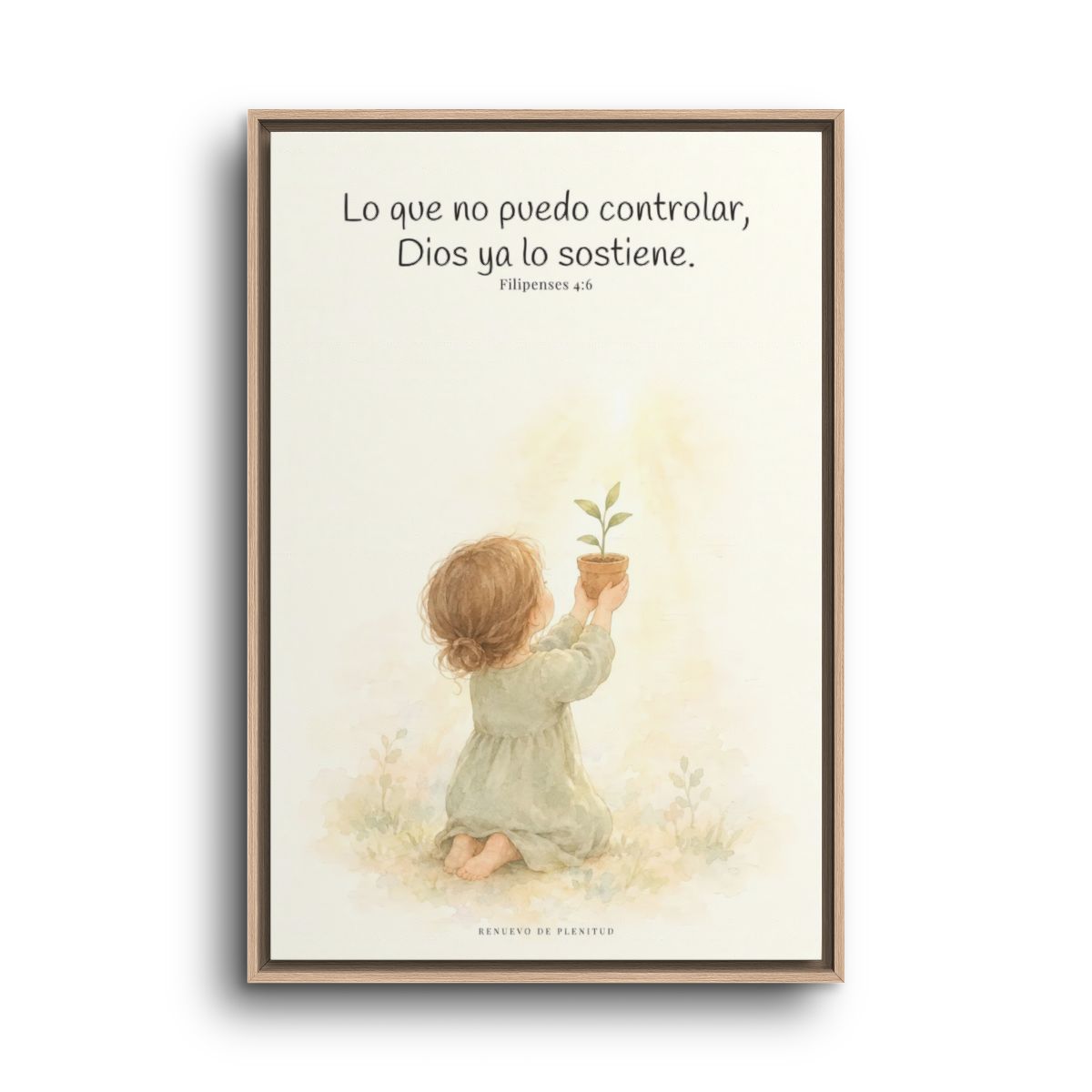 Dios cuida lo que yo no puedo controlar | Decoración de fe para pared | Filipenses 4:6 — 24×36 pulgadas, marco natural, vista frontal