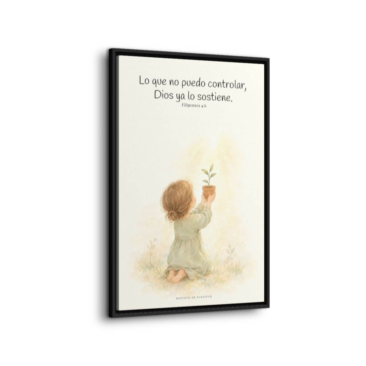 Dios cuida lo que yo no puedo controlar | Decoración de fe para pared | Filipenses 4:6 — 24×36 pulgadas, marco negro, vista lateral del marco flotante
