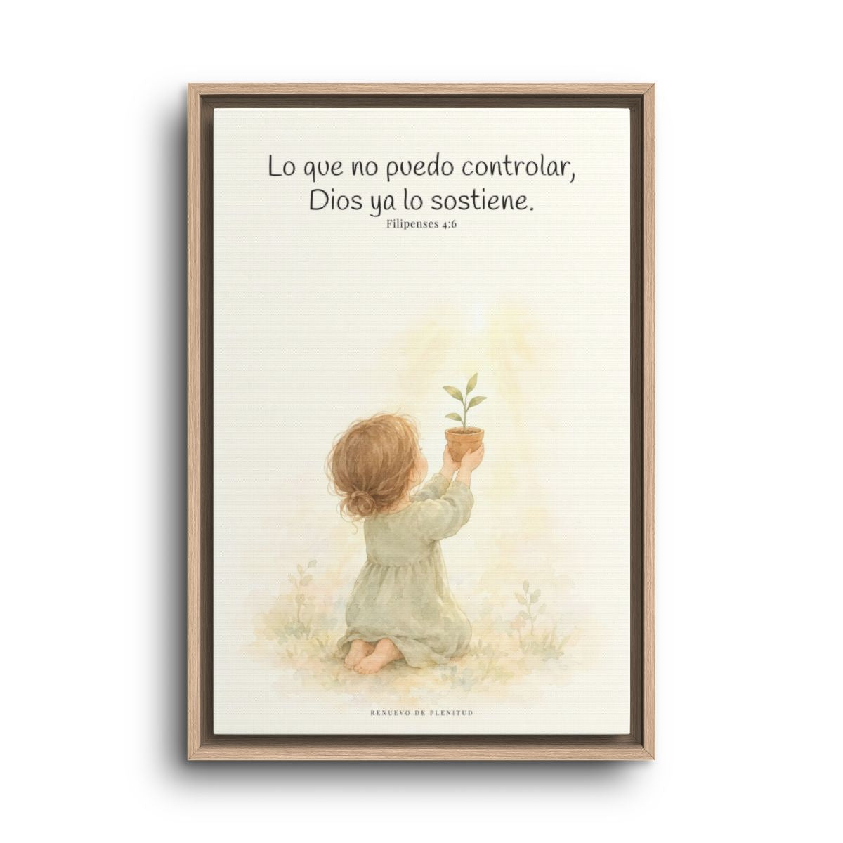 Dios cuida lo que yo no puedo controlar | Decoración de fe para pared | Filipenses 4:6 — 16×24 pulgadas, marco natural, vista frontal