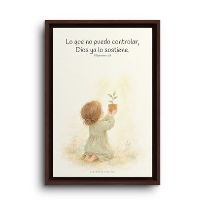 Dios cuida lo que yo no puedo controlar | Decoración de fe para pared | Filipenses 4:6 — 12×18 pulgadas, marco espresso, vista frontal