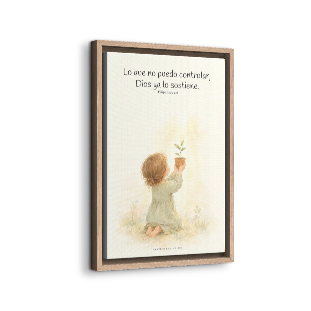Dios cuida lo que yo no puedo controlar | Decoración de fe para pared | Filipenses 4:6 — 12×18 pulgadas, marco natural, vista lateral del marco flotante