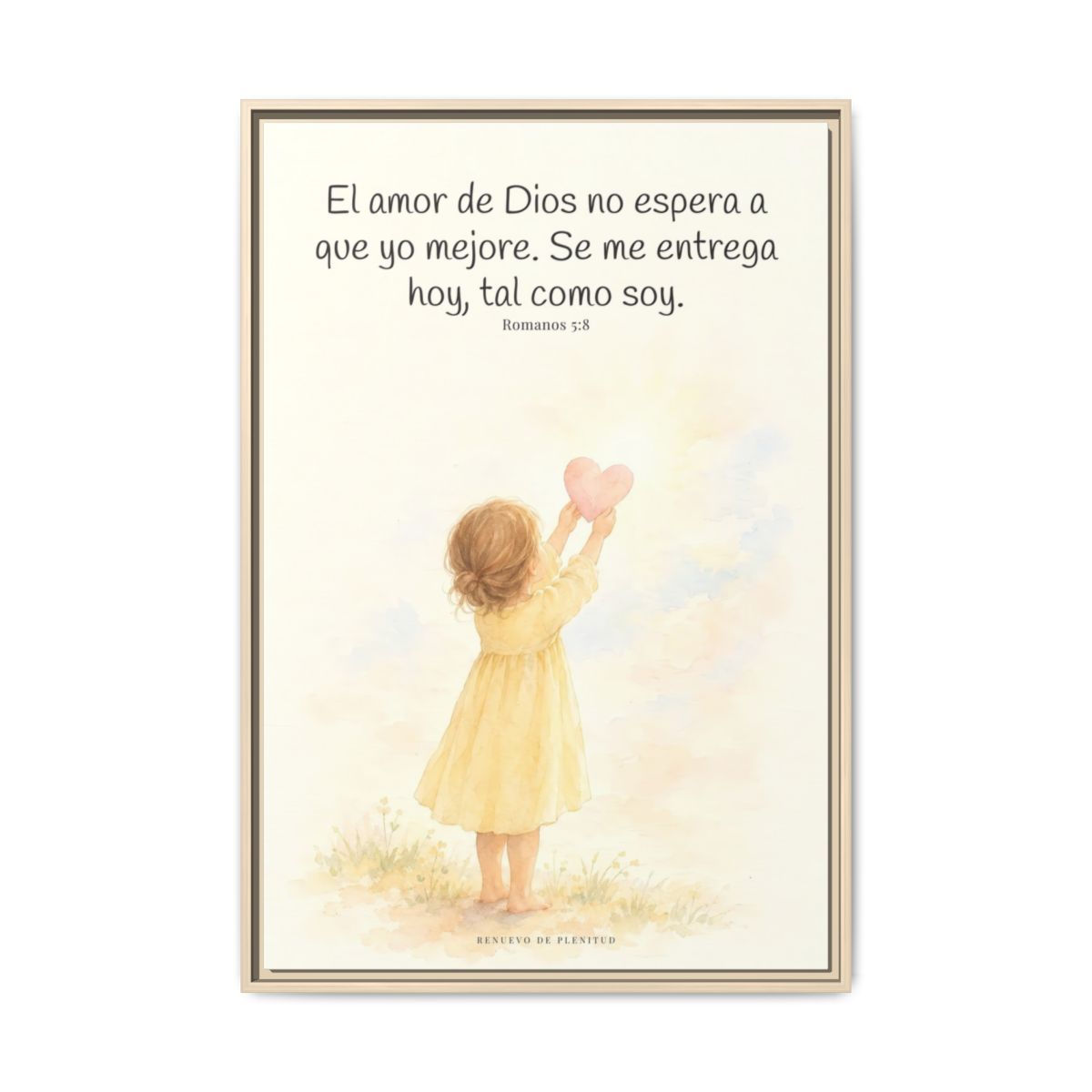 Dios demuestra su amor para conmigo — Lienzo Cristiano Enmarcado | Romanos 5:8 — 24×36 pulgadas, marco natural, vista frontal