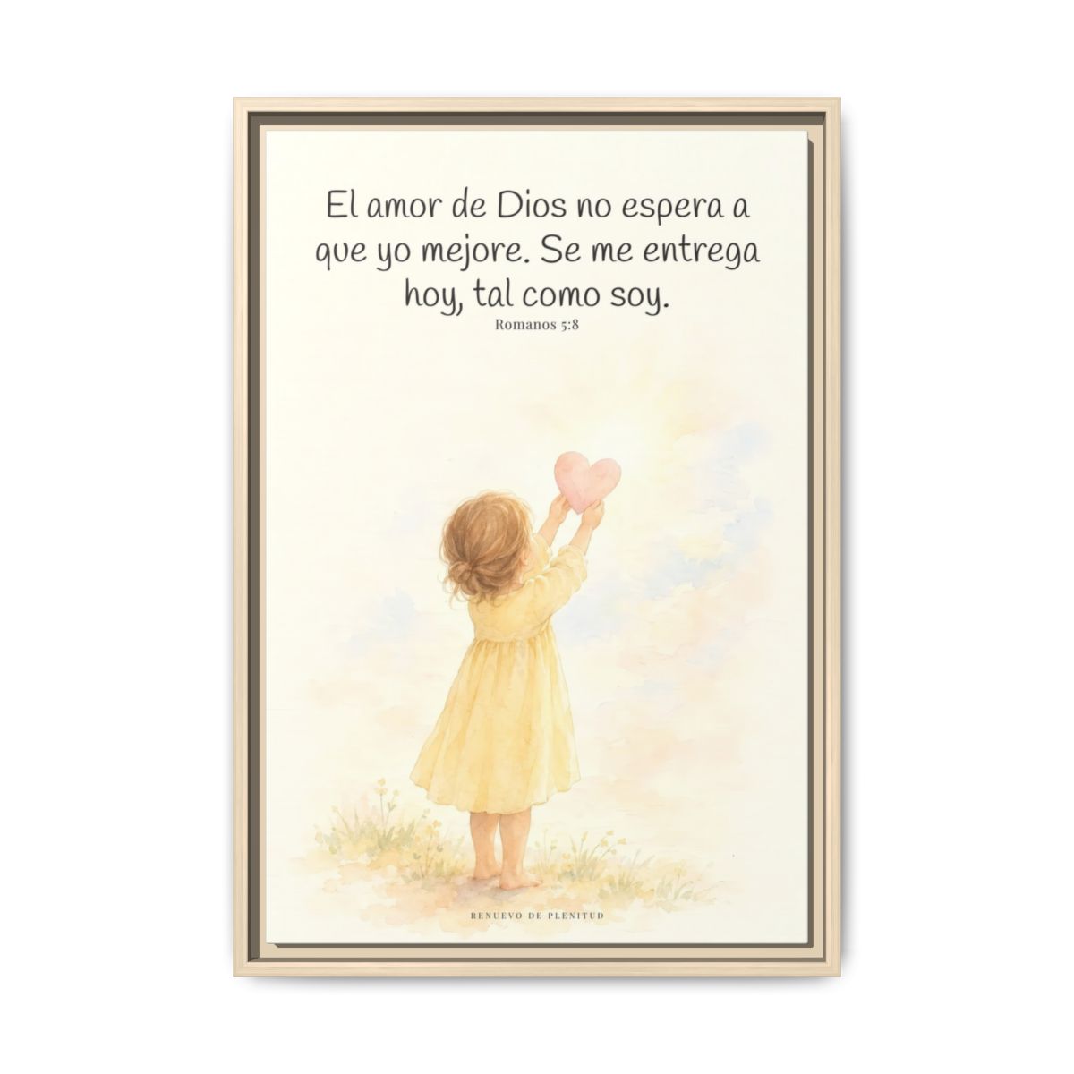 Dios demuestra su amor para conmigo — Lienzo Cristiano Enmarcado | Romanos 5:8 — 16×24 pulgadas, marco natural, vista frontal