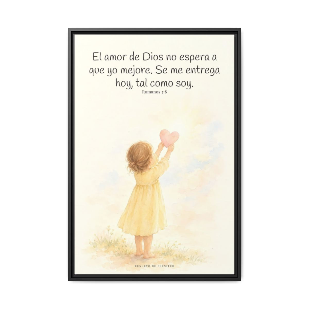 Dios demuestra su amor para conmigo — Lienzo Cristiano Enmarcado | Romanos 5:8 — 24×36 pulgadas, marco negro, vista frontal