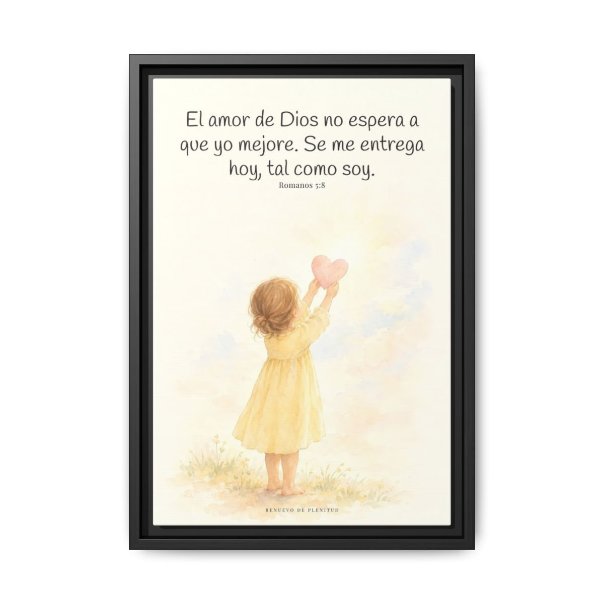 Dios demuestra su amor para conmigo — Lienzo Cristiano Enmarcado | Romanos 5:8 — 12×18 pulgadas, marco negro, vista frontal